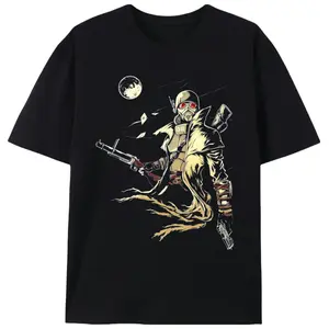 Men's Fallout Game Style Printed T-Shirt |   Retro Atomic Wasteland Graphic, Post-Apocalyptic Streetwear Short Sleeve Suitable for Y2K, Hip-Hop, Concerts, Halloween, Gothic, Vintage & Streetwear Outfits