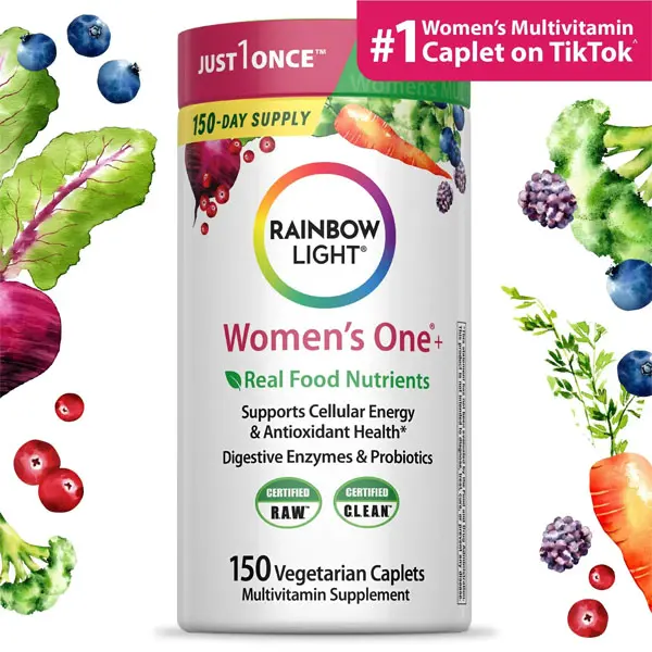 SALE 2026!!! Rainbow Light Women's Multivitamin – With Ashwagandha, Lutein & Probiotics – Real Food Nutrients – 150 Vegetarian Caplets