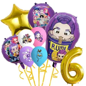 9pcs K-Pop Theme Party Balloons, Number Balloons 1-9, Birthday Balloons, Star Balloons, Perfect for Birthday Parties and Concerts