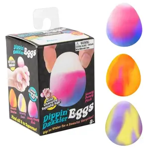 Color Changing Egg Soft Gel Filled Sensory Squeeze Toy, Stretchy Elastic Squishy Stress Relief Ball, Calming Anxiety Reducing Hand Fidget, Cute Relaxing Jelly Texture, Fun Portable Handheld Squeeze Toy Gift for All Ages