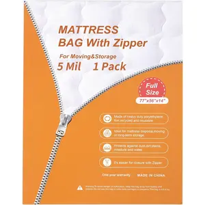 5 Mil Full Size Mattress Bag with Zipper for Storage Moving, Heavy Duty Plastic  Mattress Protector Cover Moving Supplies