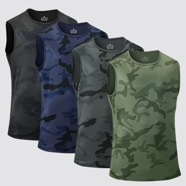 Men's Sports Tank Top 4-Pack in Camouflage Patterns for Active Wear