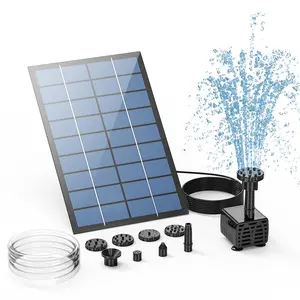 AISITIN DIY Solar Water Pump Kit for Water Feature Outdoor, Solar Powered Water Fountain Pump with 6 Nozzles for Bird Bath, Ponds, Garden, Fish Tank