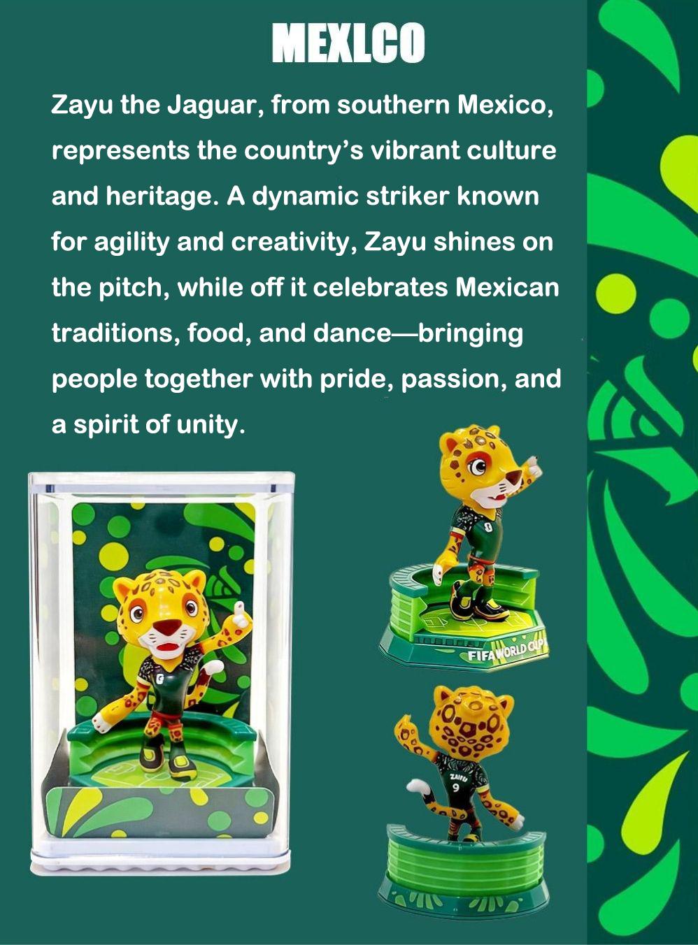 FIFA World Cup 2026 Set of 3 Collectible Mascot Figurines Clutch, Zayu and Maple