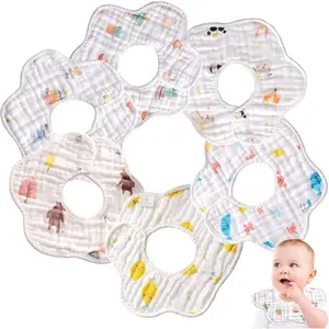 Muslin Bibs, Baby Bandana Drool Bibs for Boys Girls Newborn Infant for Drooling and Teething,100% Organic Cotton