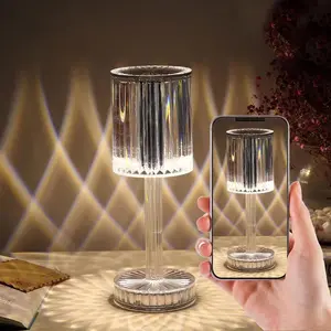 REEMEER Crystal Lamp,16 Color Changing RGB Touch Lamp,Rechargeable Diamond Table Lamp for Bedroom Living Room,Party Dinner Decor Creative Lights