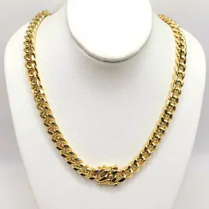 Cuban Link Necklace Monaco Yellow Gold Filled Chain Cadena Cubana Oro Laminado