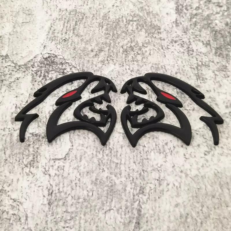Hugexpen 2pcs Metal Car Logo for SRT Models with Red Eyes Durable Stylish Auto Emblem Alloy Material