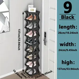 9/6 Tier Foldable Shoe Rack, Space-Saving Shoe Rack, Vertical Design for Entrance Hall - Multifunctional Shoe Storage Rack, Plastic Stackable Shoe Rack, Suitable for Living Room, Bedroom, Closet, Balcony