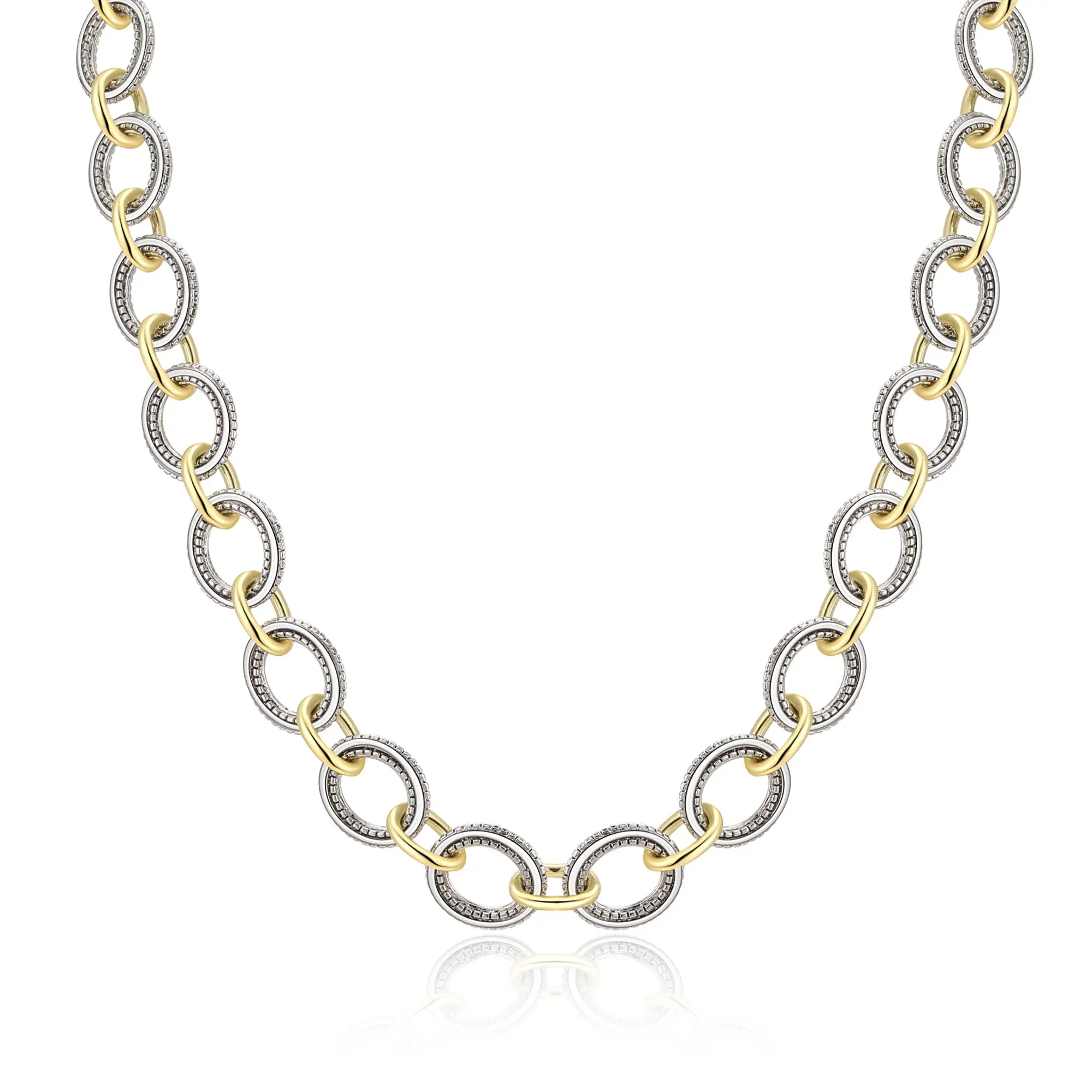 MYTYS Women's Link Necklace Double Twist Circle Wire Two Tone Chain 18.9in Jewelry Gift