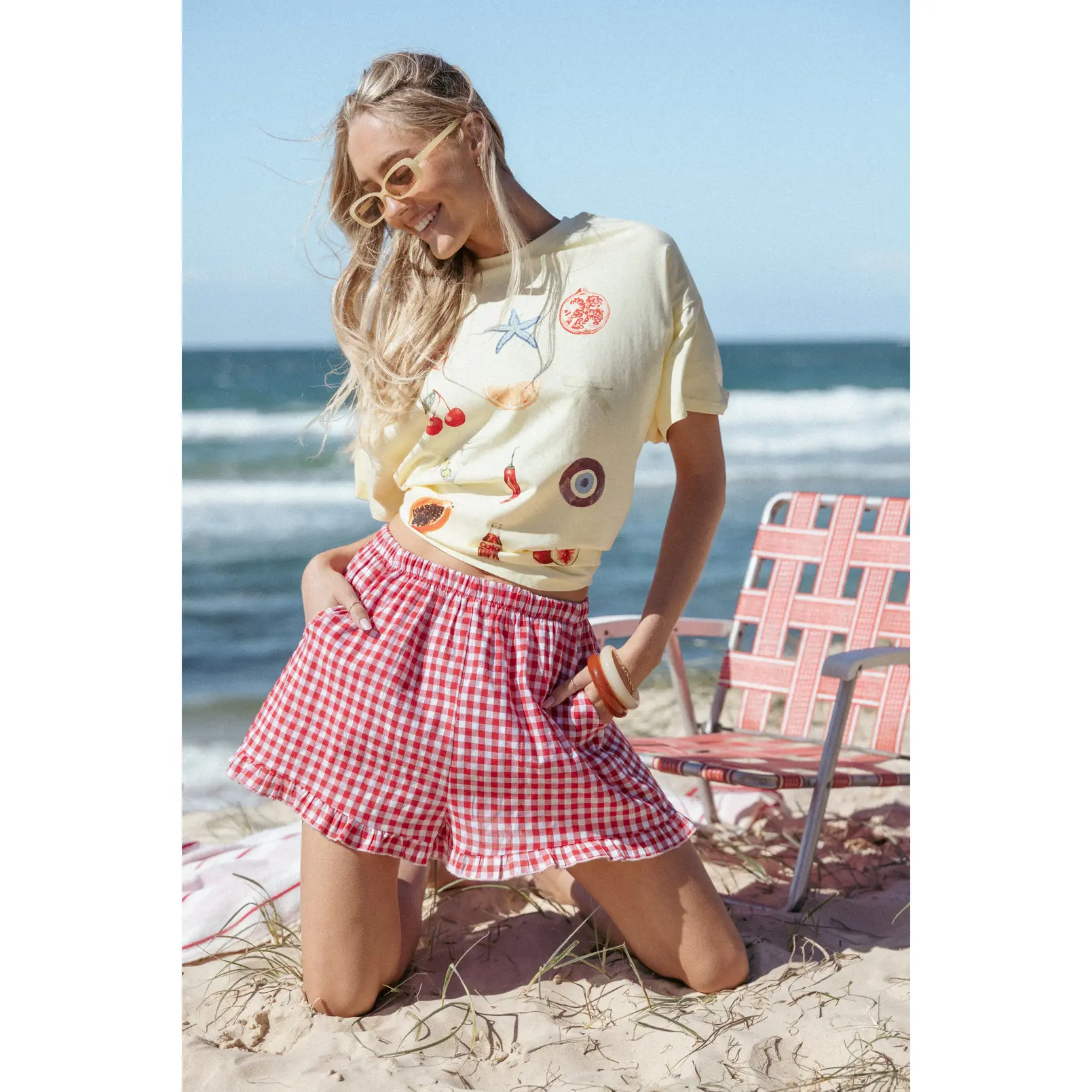 Daphne Short Set - Yellow Red Gingham