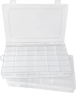 Guyuyii 2 Pack 36 Grids Clear Plastic Bead Organizer Box with Adjustable Dividers for Jewelry, Craft, and Small Item Sorting – Ideal for Home, Travel, School, Workplace, Garage, Car, and Desk Use