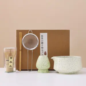 5pc Matcha Tool Set, matcha kit set, Tea Making Tools, Style Ceramic Material, Bamboo Chasen/matcha Bowl, Ideal for Family Gatherings, Boho Style