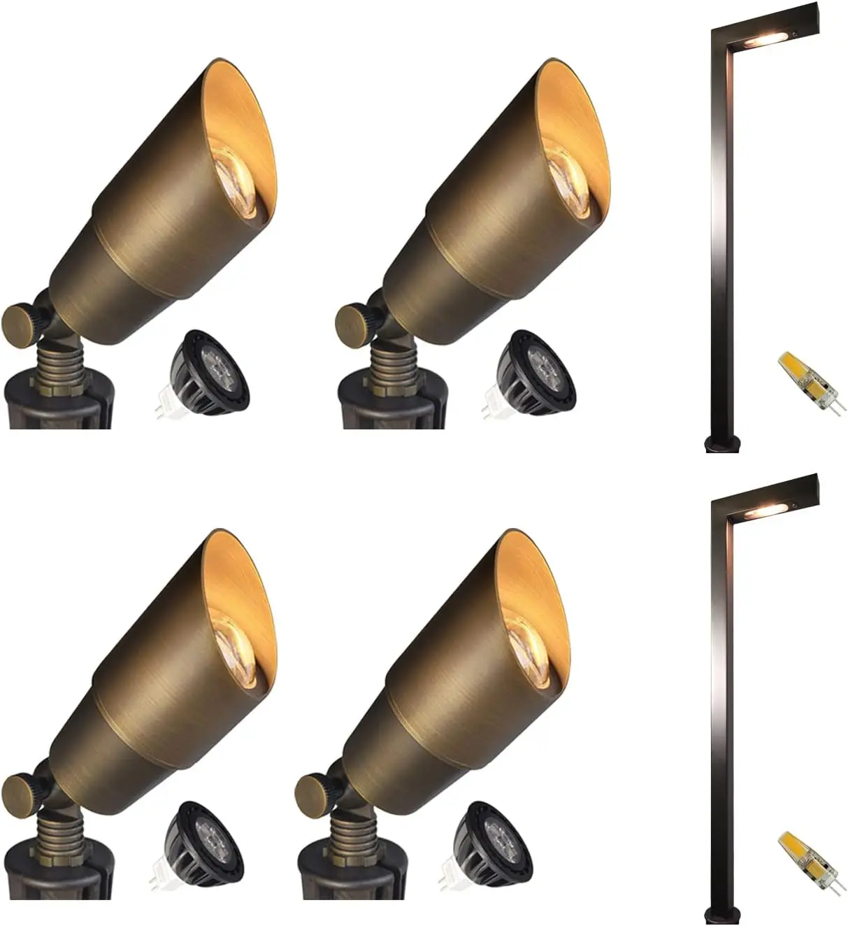 COLOER Die-cast Brass 12V LED Low Voltage Landscape Lighting Kit KIT-7