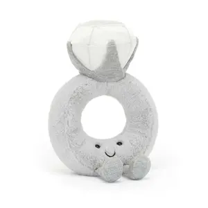 Jellycat Amuseables Diamond Ring Stuffed Toy, 8 inches - Wedding Ring Plush - Engagement and Wedding Gift