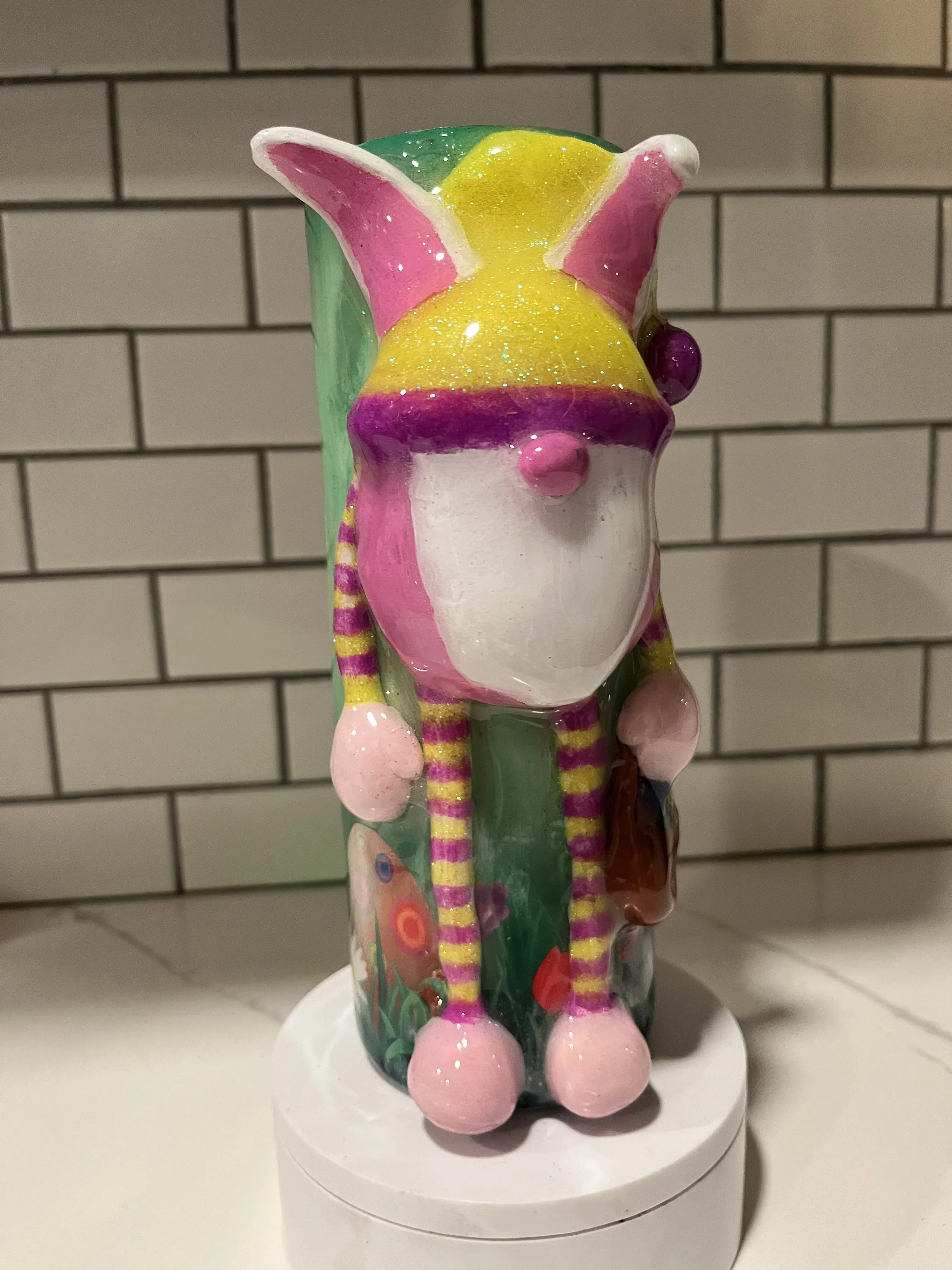 Easter Long Legged Bunny Stainless Steel Tumbler with Lid and Straw Drinkware Flasks