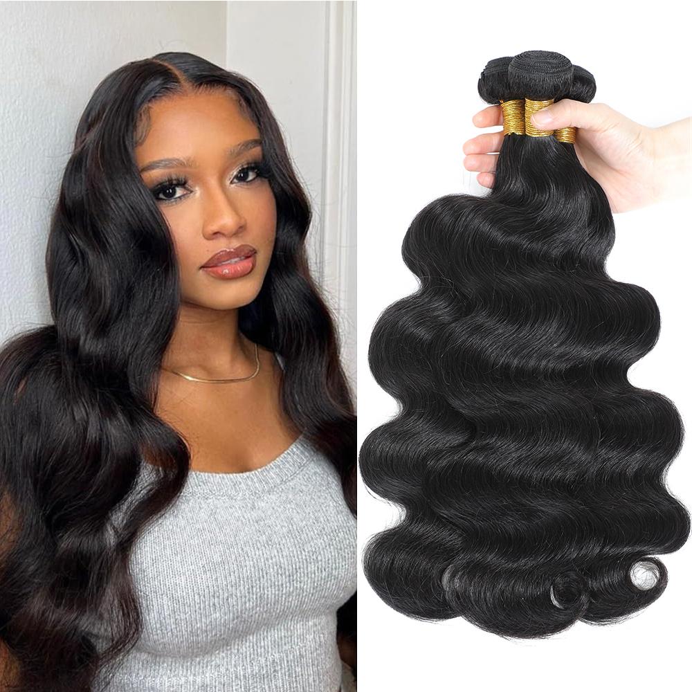 BINF Body Wave Bundles Human Hair 100% Unprocessed Brazilian Virgin Hair 1/3/4 Bundles Body Wave Human Hair Extension for Women Natural Color