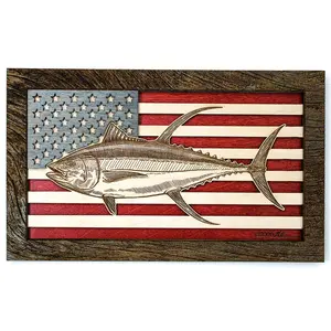Wall Art - Yellowfin American Flag 3D Wood Art