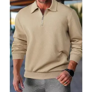 Men's Clothing 2025 Spring and Autumn New Men's Long-sleeved Top Half-zipper Jacquard Lapel Loose Sweater