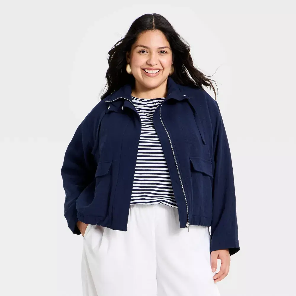 Women's Full Zipped Modern Gauze Jacket - A New Day