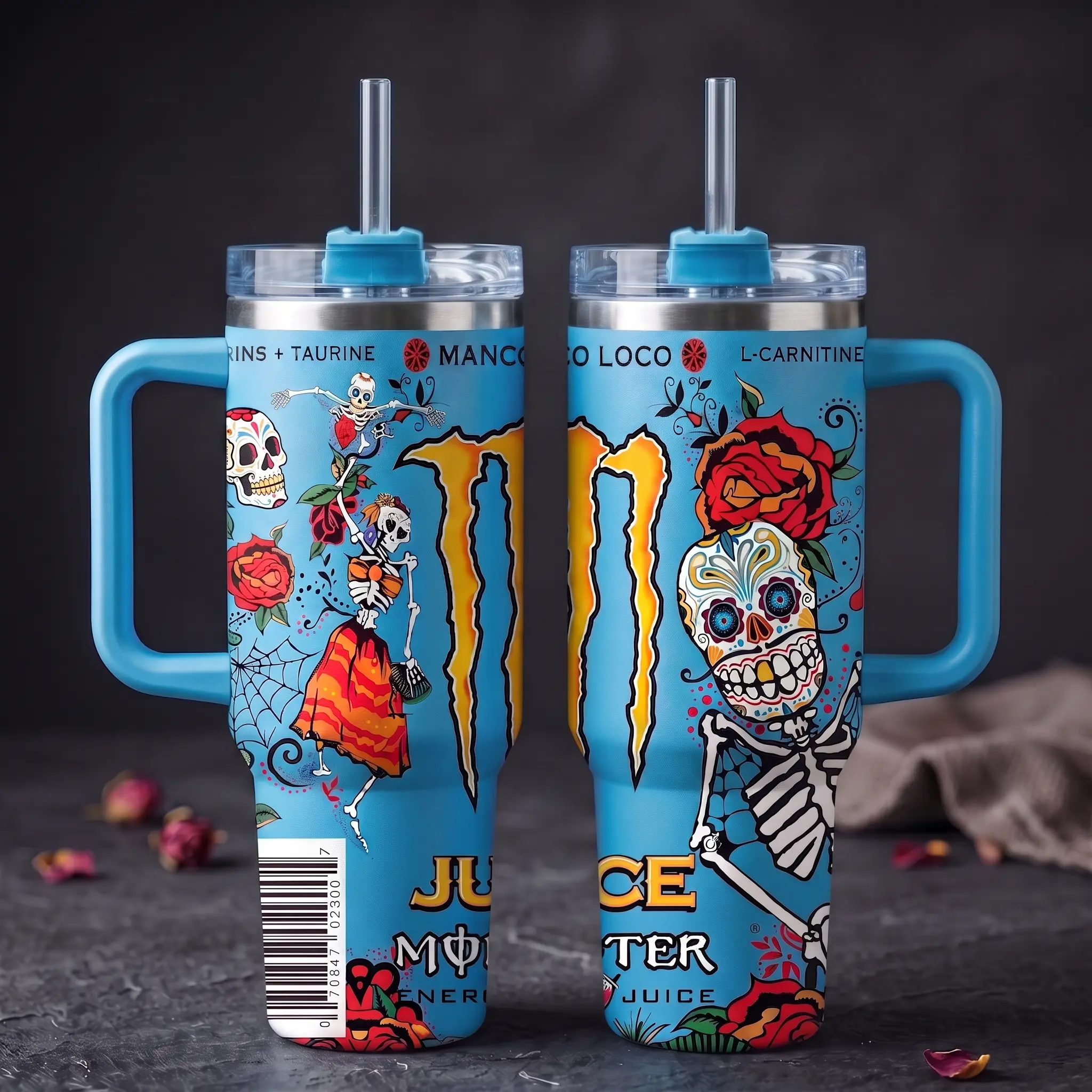 Energy Drink Flavors Inspired Tumbler Cup, Mango Loco Mons Cup, 30oz/40oz Tumbler With Handle & Straw