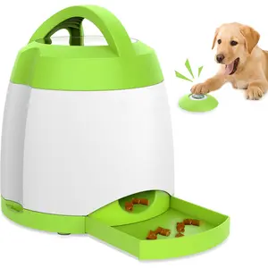 Automatic   Dispenser with Button - Puzzle Memory  Feeder, Pet Geek Button   Dispensing Toys Interactive,    Feeder (Green)