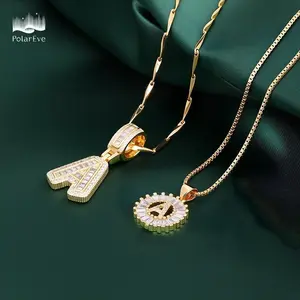2 Pack Initial Letter Pendant Necklaces with Zircon Stones for Women, Alphabet Necklace, Fashion Jewelry for Parties & Birthdays, Personalized Jewelry Gift