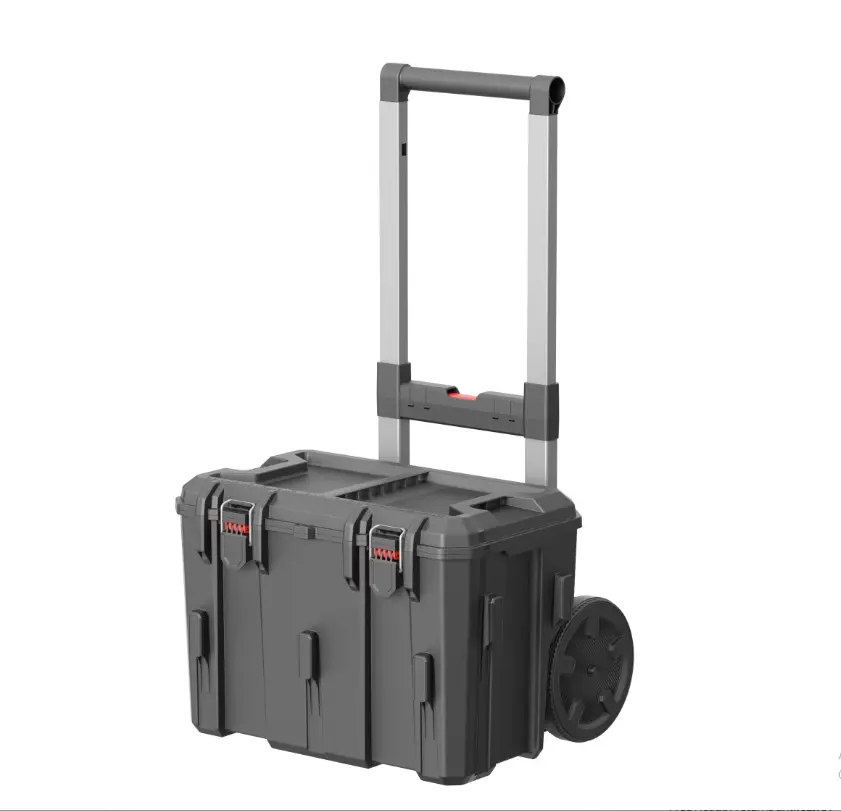 Portable Tool Storage Case with Wheels and Handle for Easy Transport and Organization