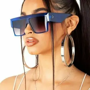 Miss Feline Oversized Sunglasses Women's Flat Top Big Bold Gafas Shadz Super Full UV 100% Protection Vintage Rectangle Shades Eco-Friendly Natural Materials Durable Plastic Frame