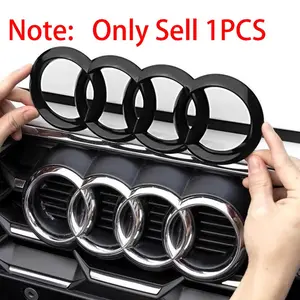 1Pcs 4 Rings ABS Audi Logo Black/Silver Car Front Hood Emblem Bonnet Grille Rear Trunk Badge For Audi Sline A3 A4 B5 B6 B7 B8 B9 8P 8V A5 A6 C6 C7 A7 TT Q3 Q5 Q7 Q8 S3 S4 S5 S6 RS3 RS4 RS5 RS6 Auto Accessories Decal For Cars