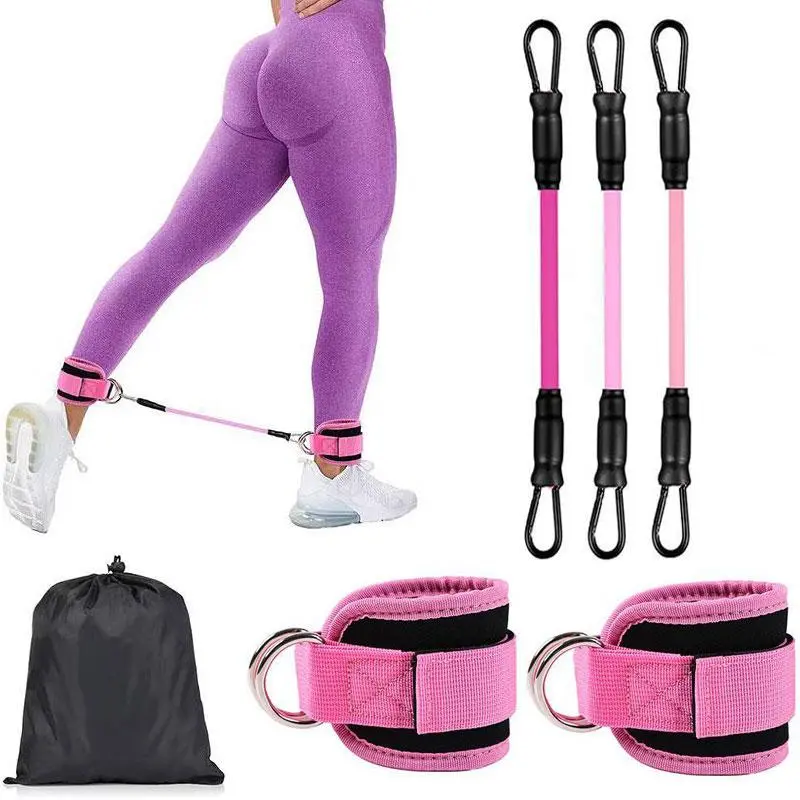 Ankle Resistance Bands with Cuffs, 1 Set Home Gym Workout Equipment, Home Training Equipment, Lifting Glute Butt Exercise Equipment for Women, Leg Training Equipment, Ankle Weights Fitness Band Set
