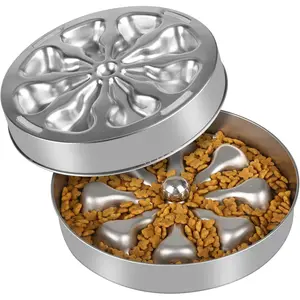 Slow Feeder  Bowls - Stainless Steel Non-Slip Metal Bowl for Slow Feeding, 5 Cups Large Capacity, Double-Sided Design for Dry, Wet, or  , Ideal for Small, Medium, Large Dogs
