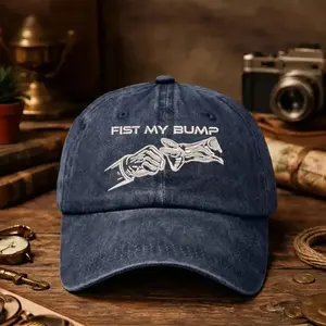 Fist My Bump Embroidered Washed Hat - Project Hail Mary Minimalist Embroidered Cap Merch - Casual Wear Washable Material Versatile for Everyday Use -  Gifts
