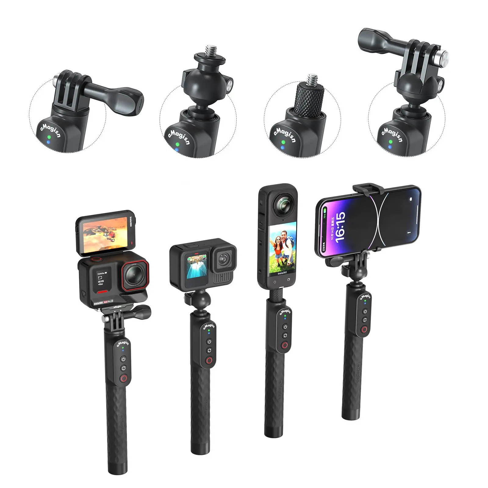 Remote Control Selfie Stick, Sports Camera Remote Selfie Stick, Suitable for Insta360 Series Cameras, Gopro Hero Series Cameras, iOS/Android Phones
