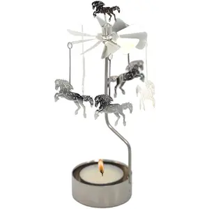 Rotary Candle Holder Spinning Candleholder Metal Small  (Horse)