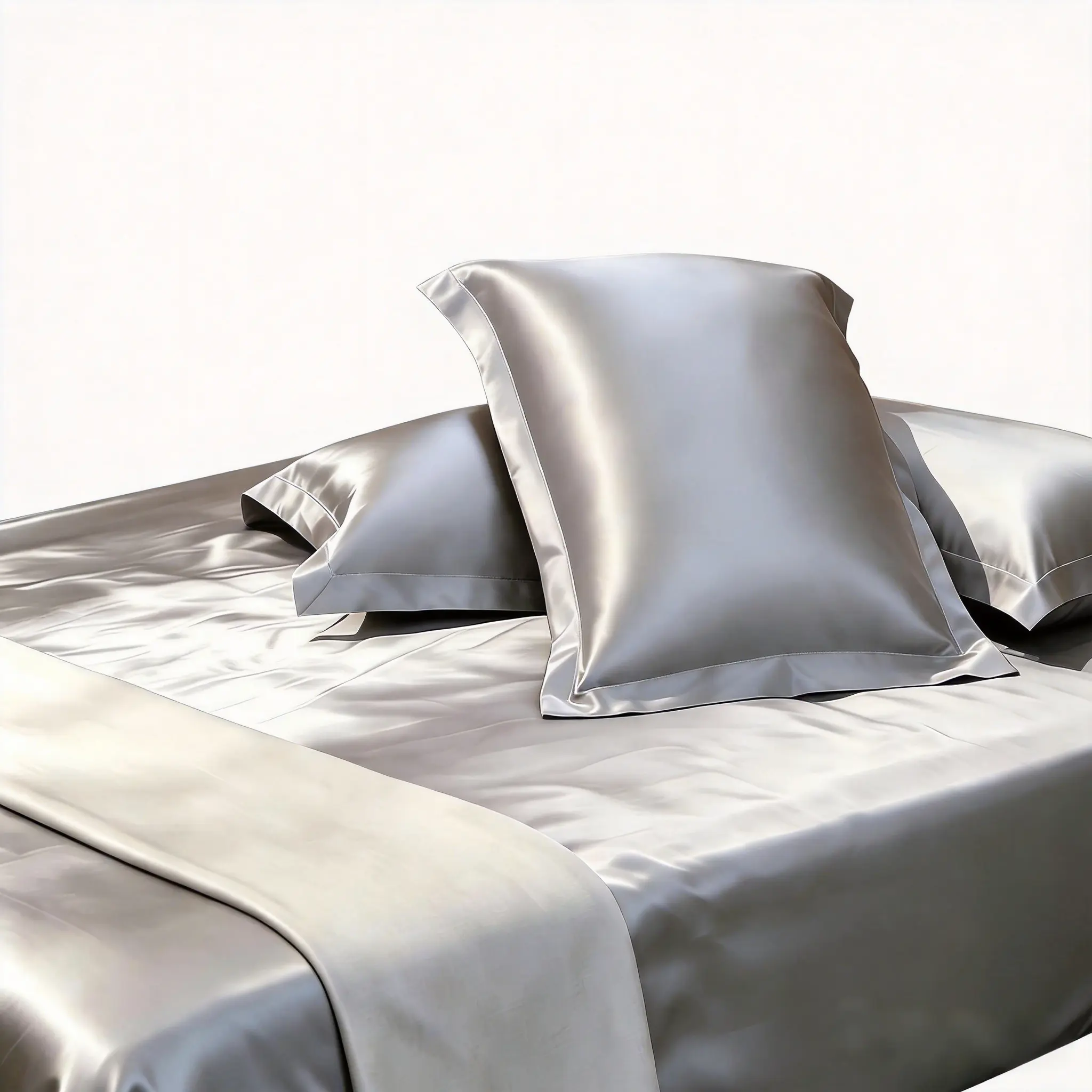WVG Satin Bedding Set Cooling Soft & Comfortable Hotel Luxury Sheet Solid Color Fade Resistant 2/3 Pcs Bed Sheets for Home Bedroom, Dormitory and Hotel Summerwins Queen King Size with Deep Pocket Fitted Sheet for Summer Gift Back to School Dormitory