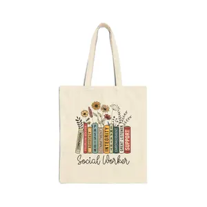 Empowerment Blossoms: Social Worker Canvas Tote Bag
