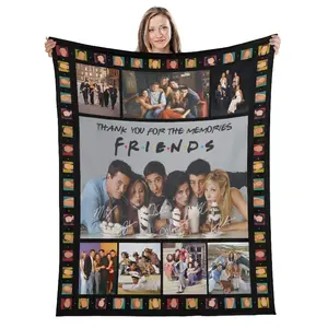 Friends TV Show Flannel Blanket You're My Lobster Smelly Cat Pivot Quotes Print Central Perk Funny 90s Sitcom Aesthetic Soft Warm Fuzzy Throw Perfect for Sofa Bedroom Dorm Gift for Best Friend