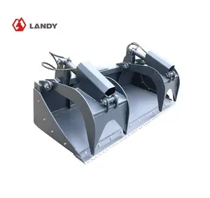 Landy Attachments 85" Skid Steer  Heavy Duty Grapple Bucket Attachment with Two-Cylinder, Dual Independent Grapple Arms