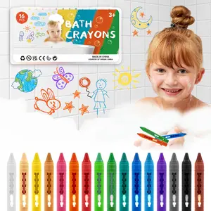 Washable Crayon Set, 16pcs/set Easy Cleaning Bath Crayons, Colorful Fun Bath Time Bathtub Markers Toys, Shower Crayons for Kids, Gift