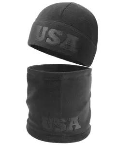 OUTDOOR SHAPING USA Fleece Beanie & Neck Warmer Set – Winter Warm Hat Scarf Combo, Soft Plush Thermal Fleece, Windproof Cold-Weather Gear for Men & Women detachable hood plush warm hat