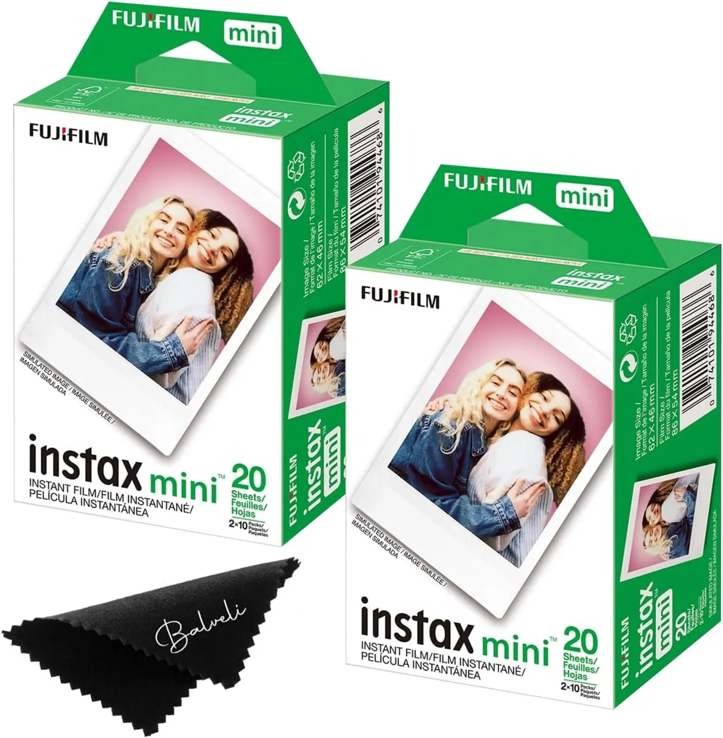 Fujifilm Instax Instant Film - 2 Twin Packs (40 EXP Total), ISO 800, Compatible with Evo, 40, 12, 11, 9 Models, Bundled with Premium Balveli Accessory