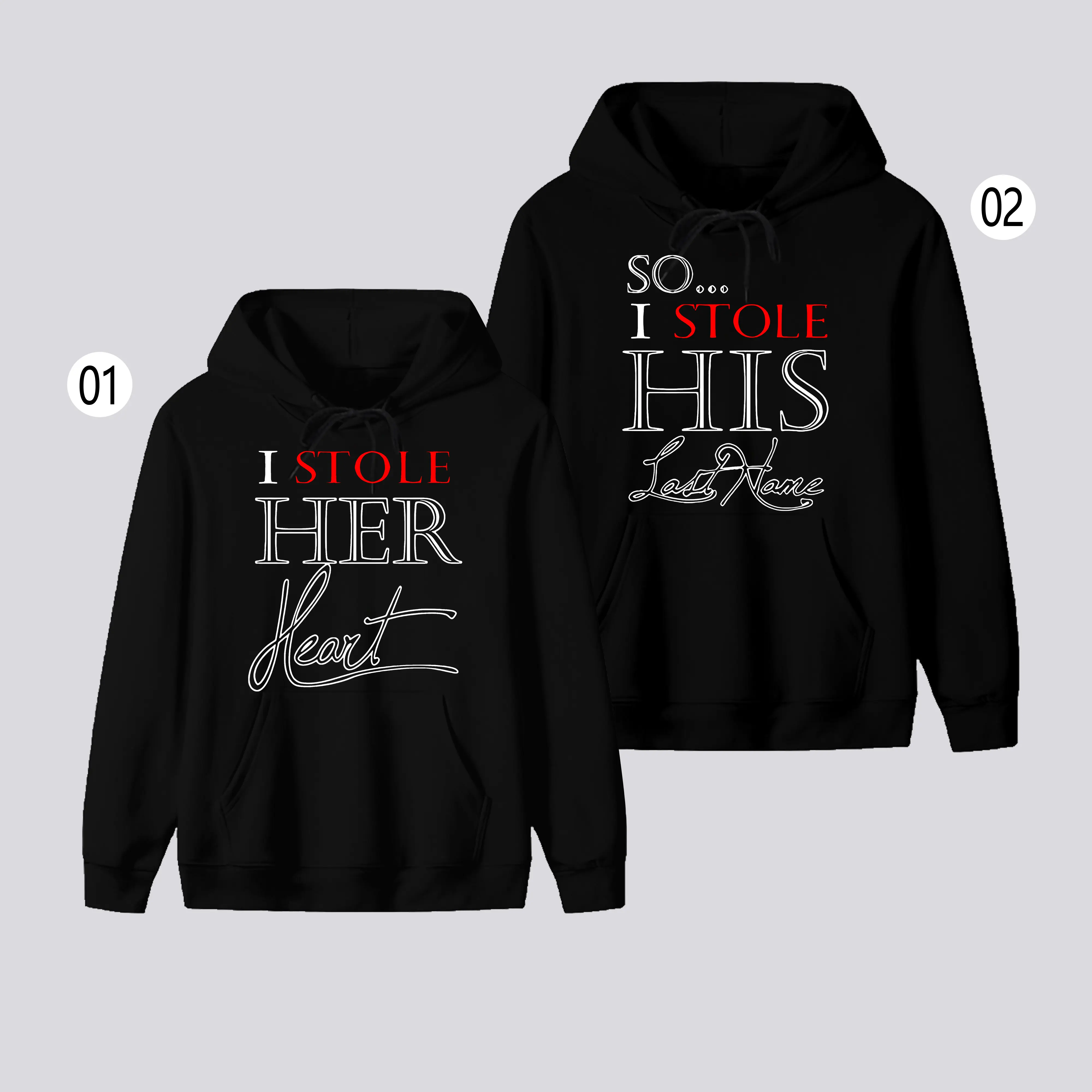 Women's Casual Long Sleeve Hoodie Tops - Couple Matching Sweatshirts Set, Husband-Wife Gift for Anniversary, Valentine's Day, Valentines Day