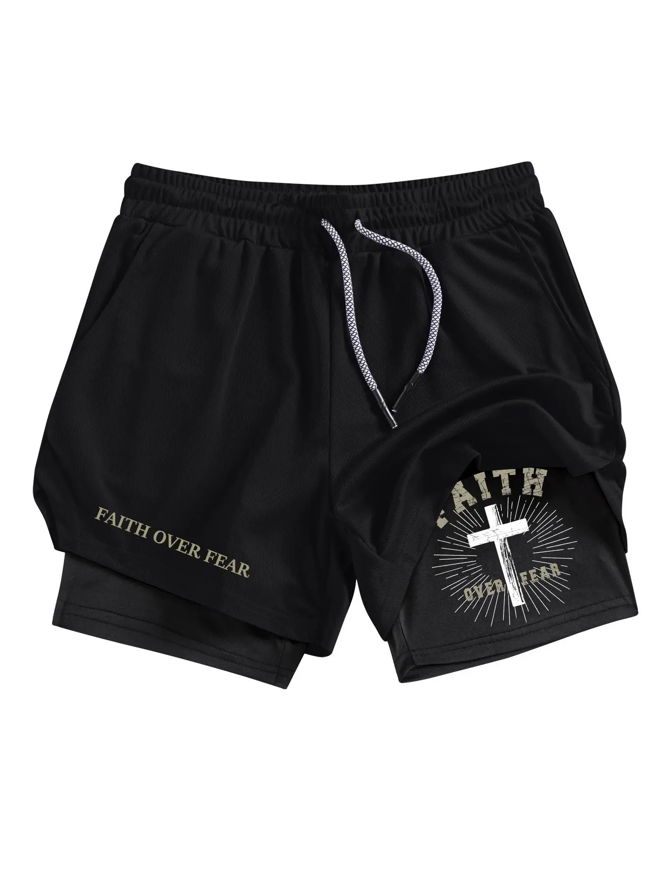 Men's Cross Print Pocket Gym Athletic Shorts, Shorts with Pocket, Regular Fit Breathable Quick Drying Activewear Shorts for Gym Workout Running, Casual Men's Sportswear for Summer, Soft Stretch Graphic Shorts