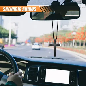 Cross Hanging Ornaments for Rear View Mirror, Metal Car Charm, Pendant Decoration for Truck, Home Decor (Silver). titanium alloy