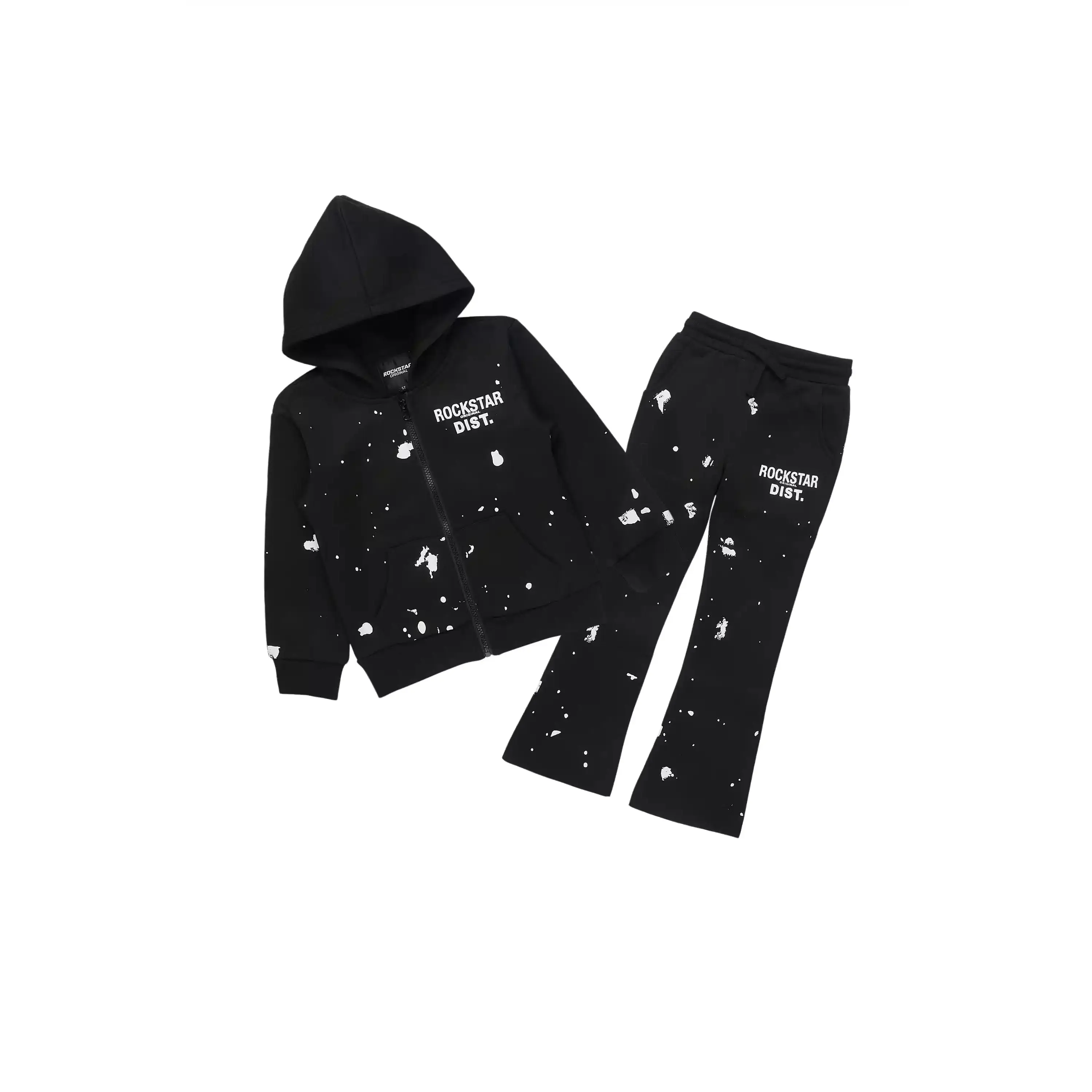 Girls Halloway Black Zip Up Stacked Flare Track Set