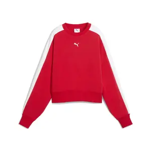 PUMA Womens T7 Over-Oversized Crew Neck Long Sleeve Sweatshirt Casual - Red