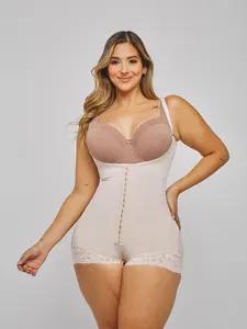 LIANA FAJAS COLOMBIANAS Lady's Overall Compression Shaper - Buckle-Accented, Lace Elastic, Comfortable, Breathable, Basic Ankara Fit, Postpartum Everyday Use, Sexy