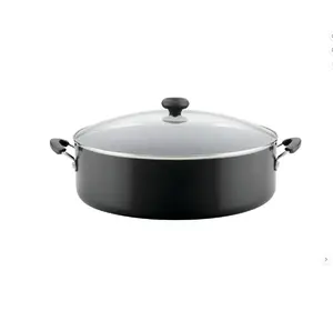 Easy Clean 14 Inch Aluminum Nonstick Covered Family Pan - Black - Cookware