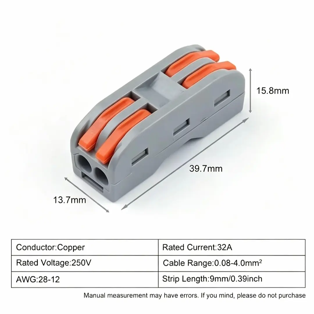 Lever Wiring Connector Assortment Pack (10/28 PCS), Compact Conductor Electrical Terminal Plug Kit for Tight Panels with Anti-Short Circuit, Nylon Housing, Reworkable Levers, 32A Rating, 39mm×13.5mm×14.5mm Dimensions